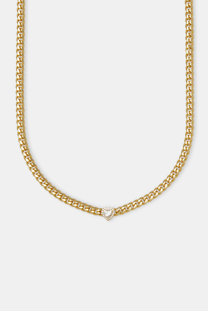 Kubanische Kette mit klarem Herz – 5 mm