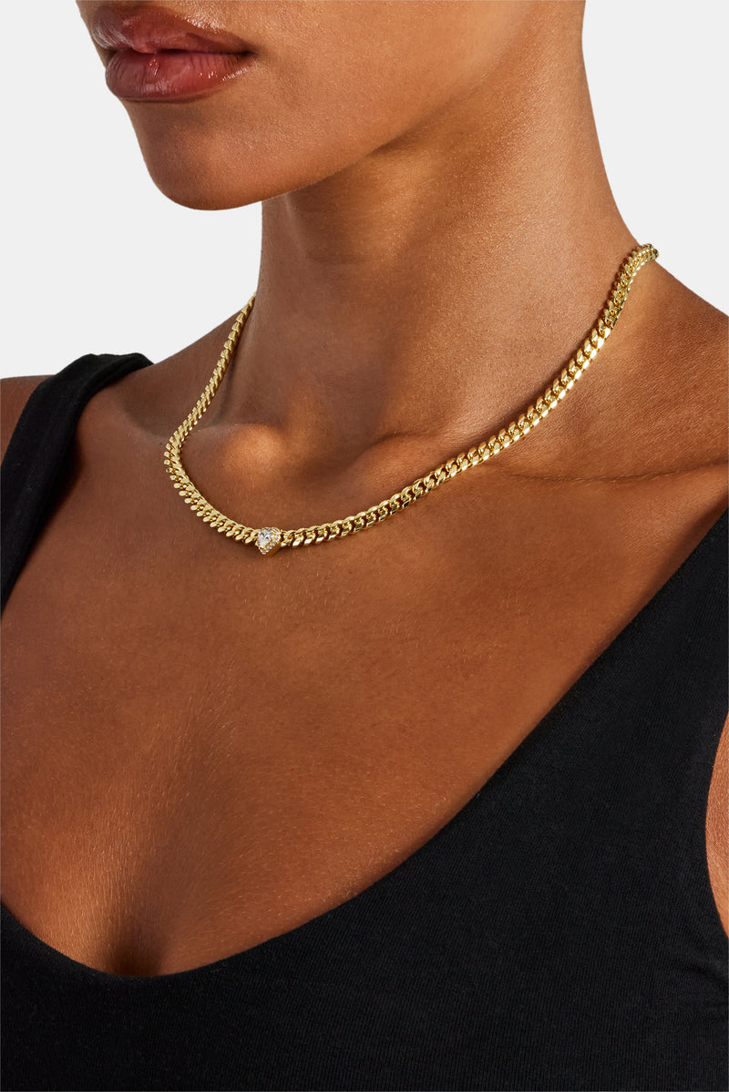 Kubanische Kette mit klarem Herz – 5 mm