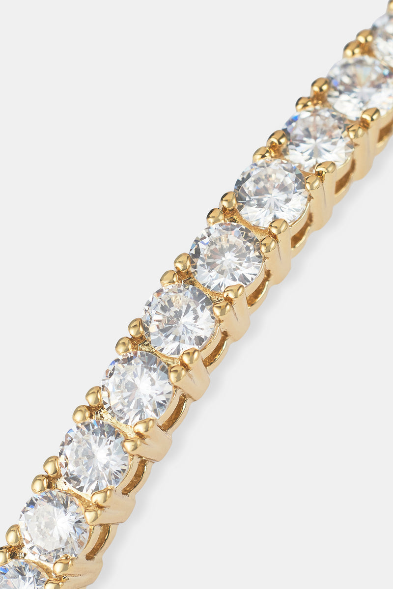 Iced Tennis Bangle - 3mm - Gold