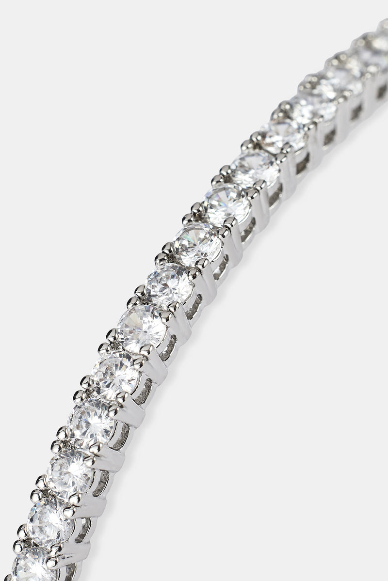 Iced Tennis Bangle - 3mm - White