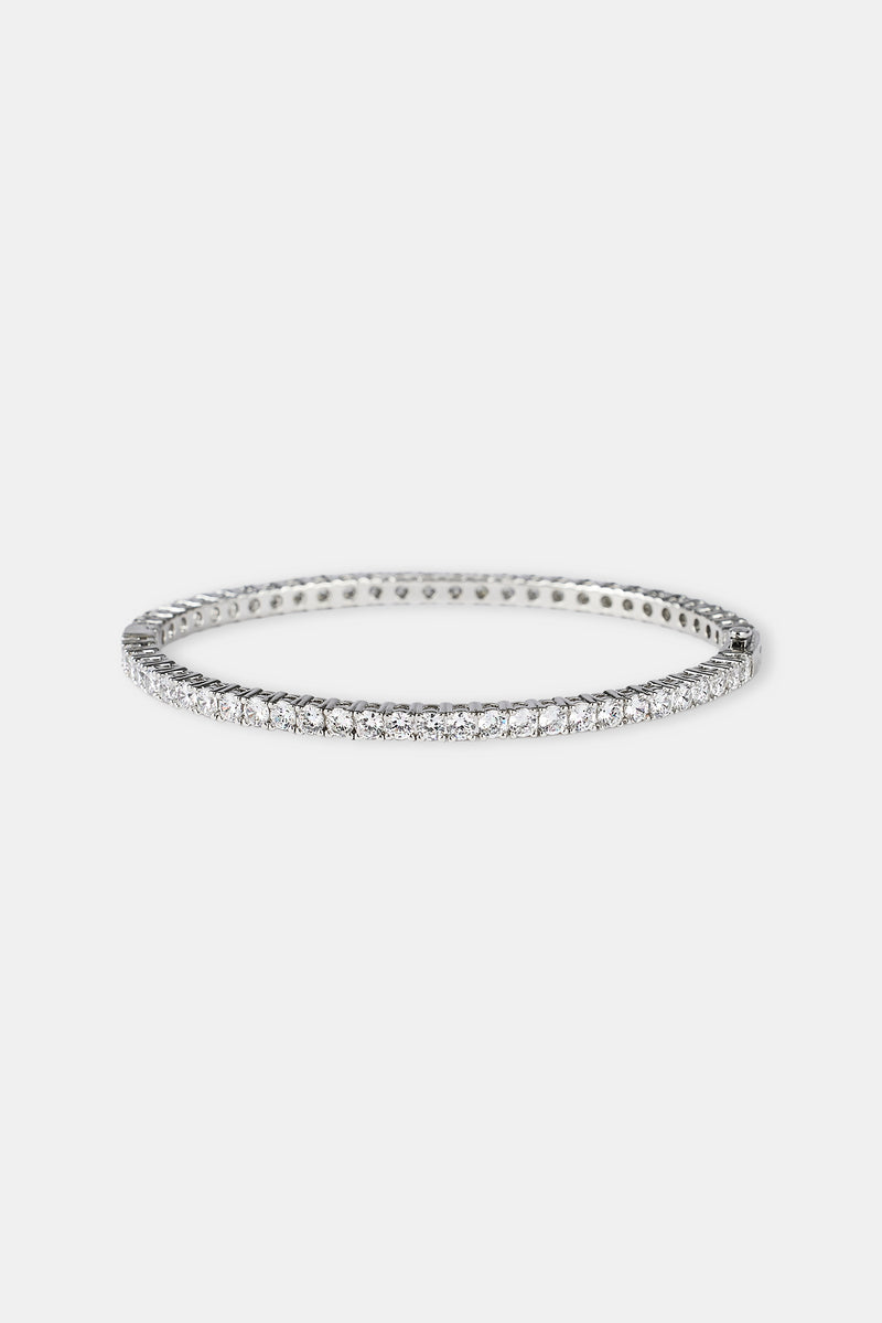 Iced Tennis Bangle - 3mm - White