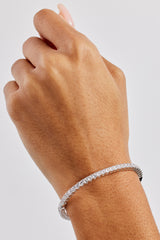 Iced Tennis Bangle - 3mm - White