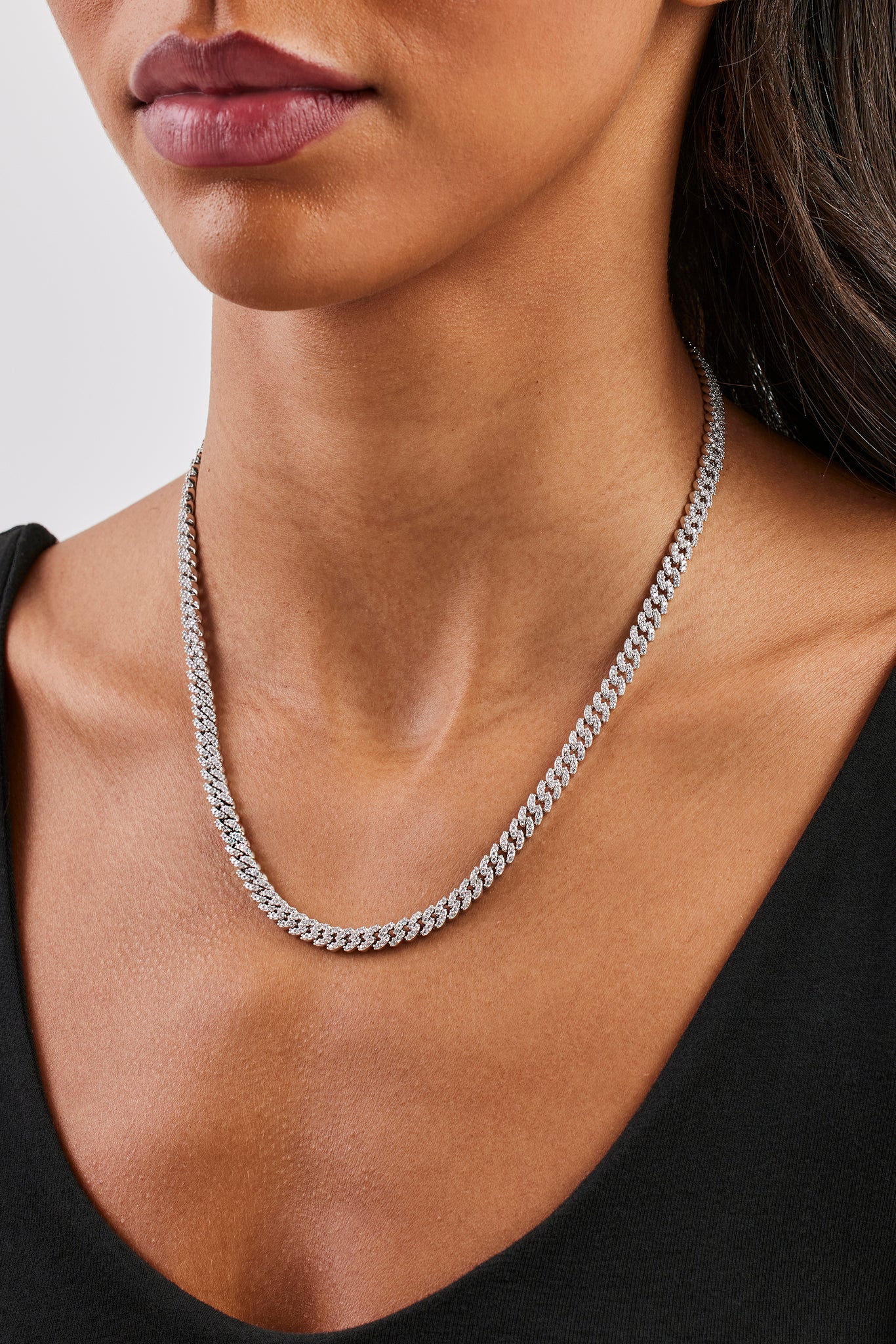 Iced Cuban Link Kette - 5mm - Weiß