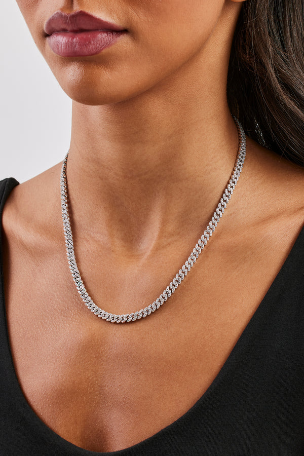 Iced Cuban Link Kette - 5mm - Weiß