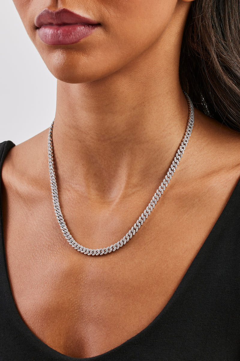 Iced Cuban Link Kette - 5mm - Weiß