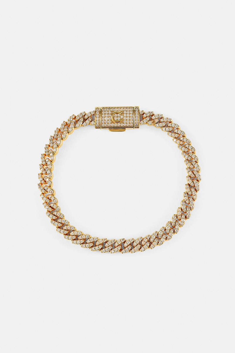 Iced Cuban Link Armband – 5 mm – Gold