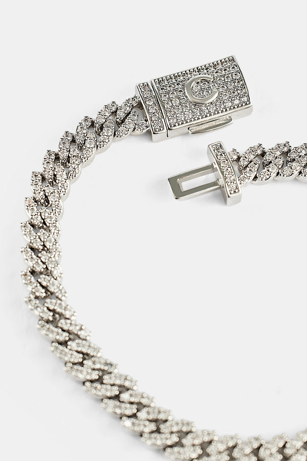 Iced Cuban Link Armband - 5mm - Weiß