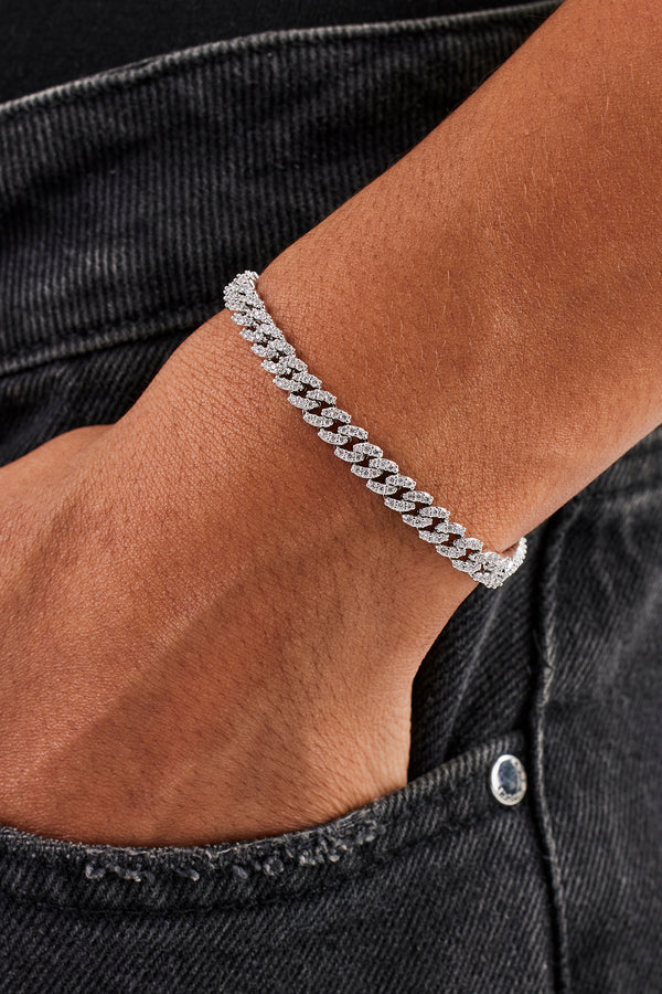 Iced Cuban Link Armband - 5mm - Weiß