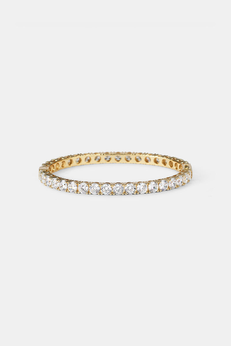 Iced Tennis Bangle - 5mm - Gold