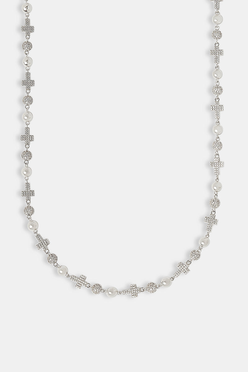 Iced Bead & Cross Chain - 6mm