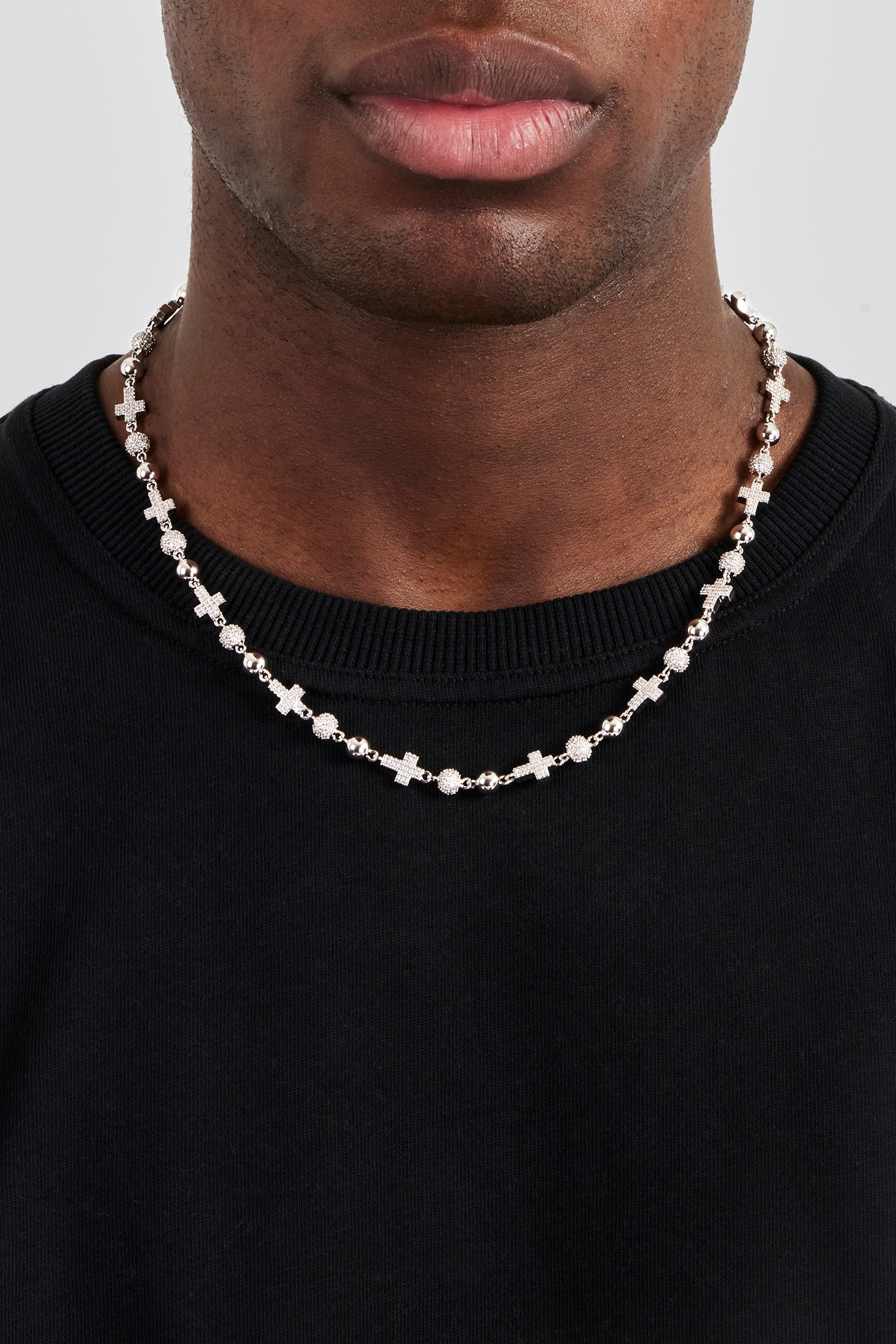 Iced Bead & Cross Chain - 6mm