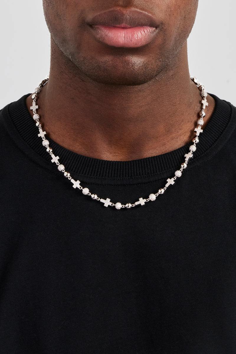 Iced Bead & Cross Chain - 6mm