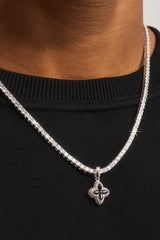 Iced Black Baguette Motif Infinity Tennis Necklace - 15mm - White