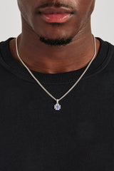 Kubanische Halskette mit Kreuzmotiv aus eisblauer Emaille – 10 mm