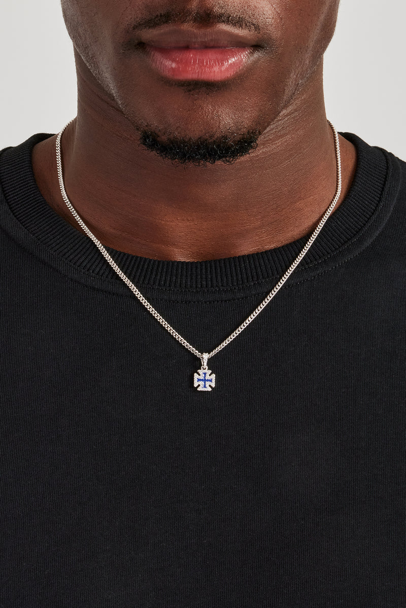 Kubanische Halskette mit Kreuzmotiv aus eisblauer Emaille – 10 mm