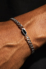 Polished & Black Enamel Miami Cuban Bracelet - 10mm - White