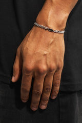 Polished & Black Enamel Miami Cuban Bracelet - 10mm - White
