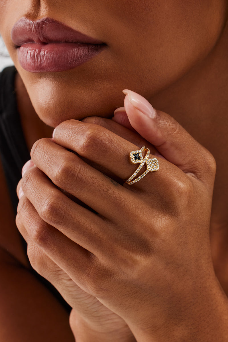 Twist-Ring mit Motiv aus Eis- und schwarzem Emaille – 15 mm