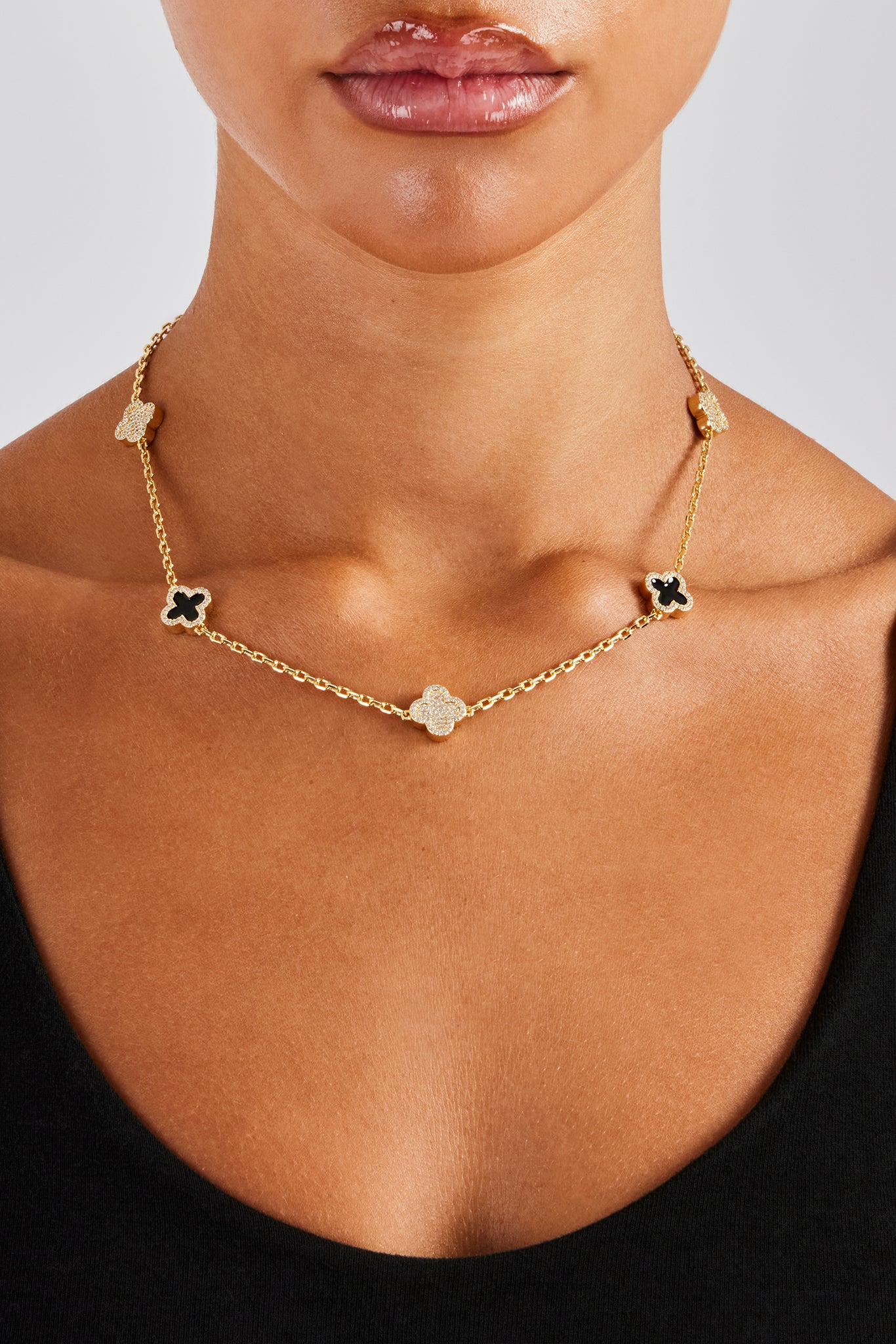 Rolo-Gliederkette mit Eis- und schwarzem Emaille-Motiv – 12 mm