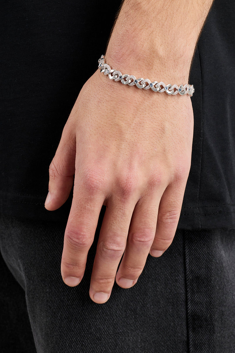 Unendlichkeitsarmband aus eisblauem Stein – 6 mm