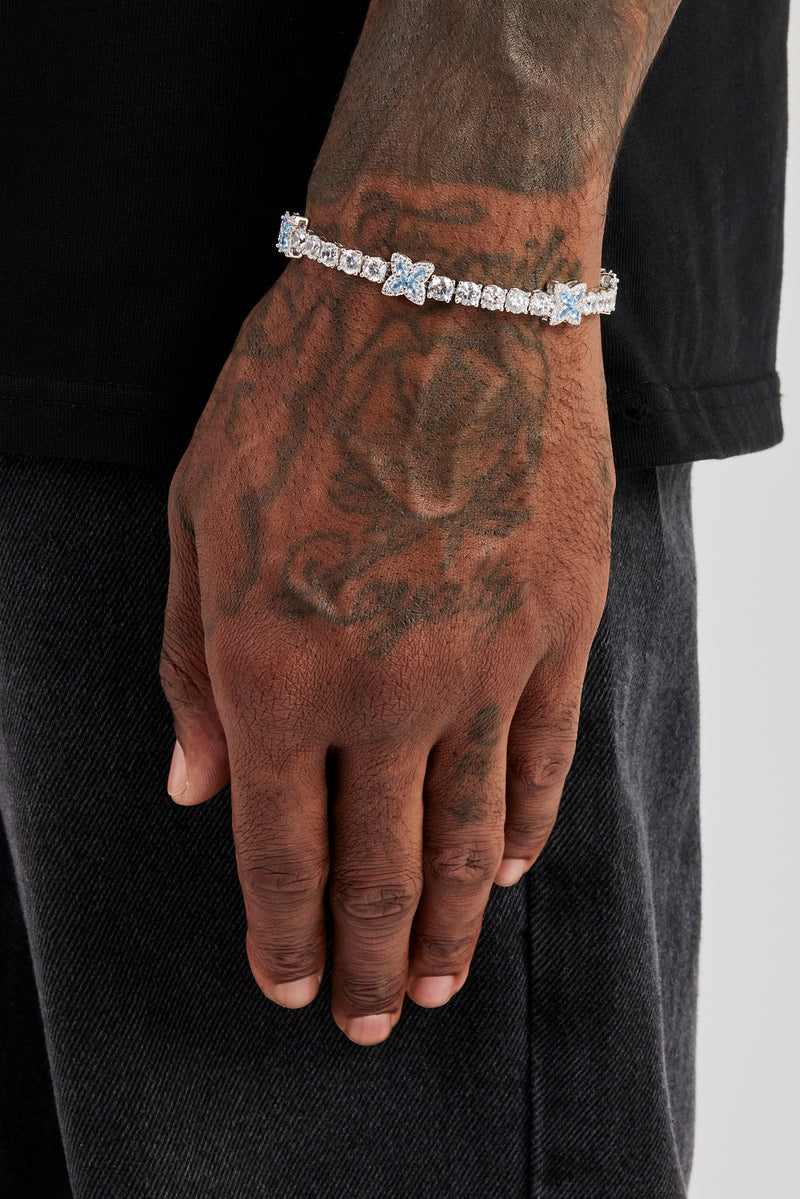 Tennisarmband mit eisblauem Baguette-Motiv – 5 mm