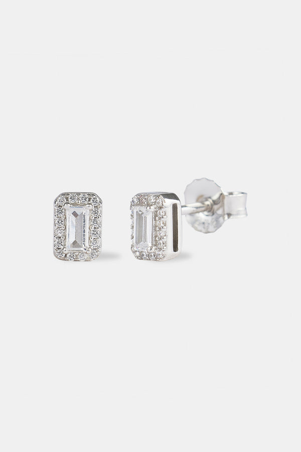 Iced Bezel Cluster Stud Earrings - 6mm