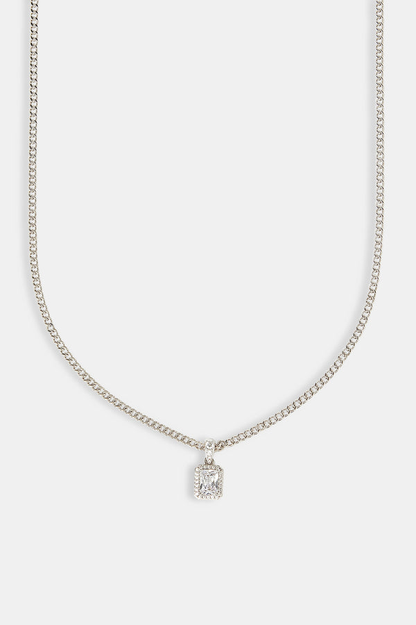 Halskette mit vereistem Lünettenanhänger – 10 mm