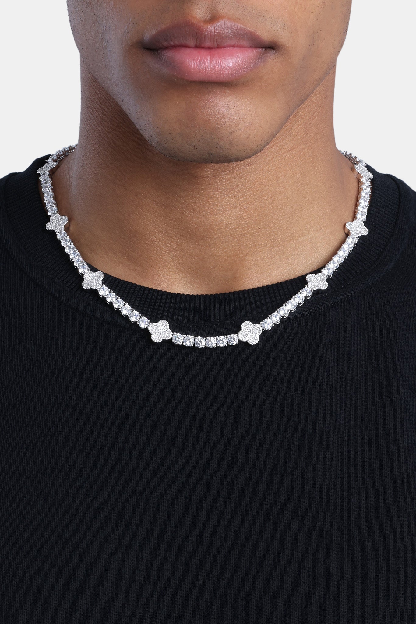 Stocker Chain Iced Motif Tennis Chain - White 5mm | Mens Chains | Shop Tennis Chains ...
