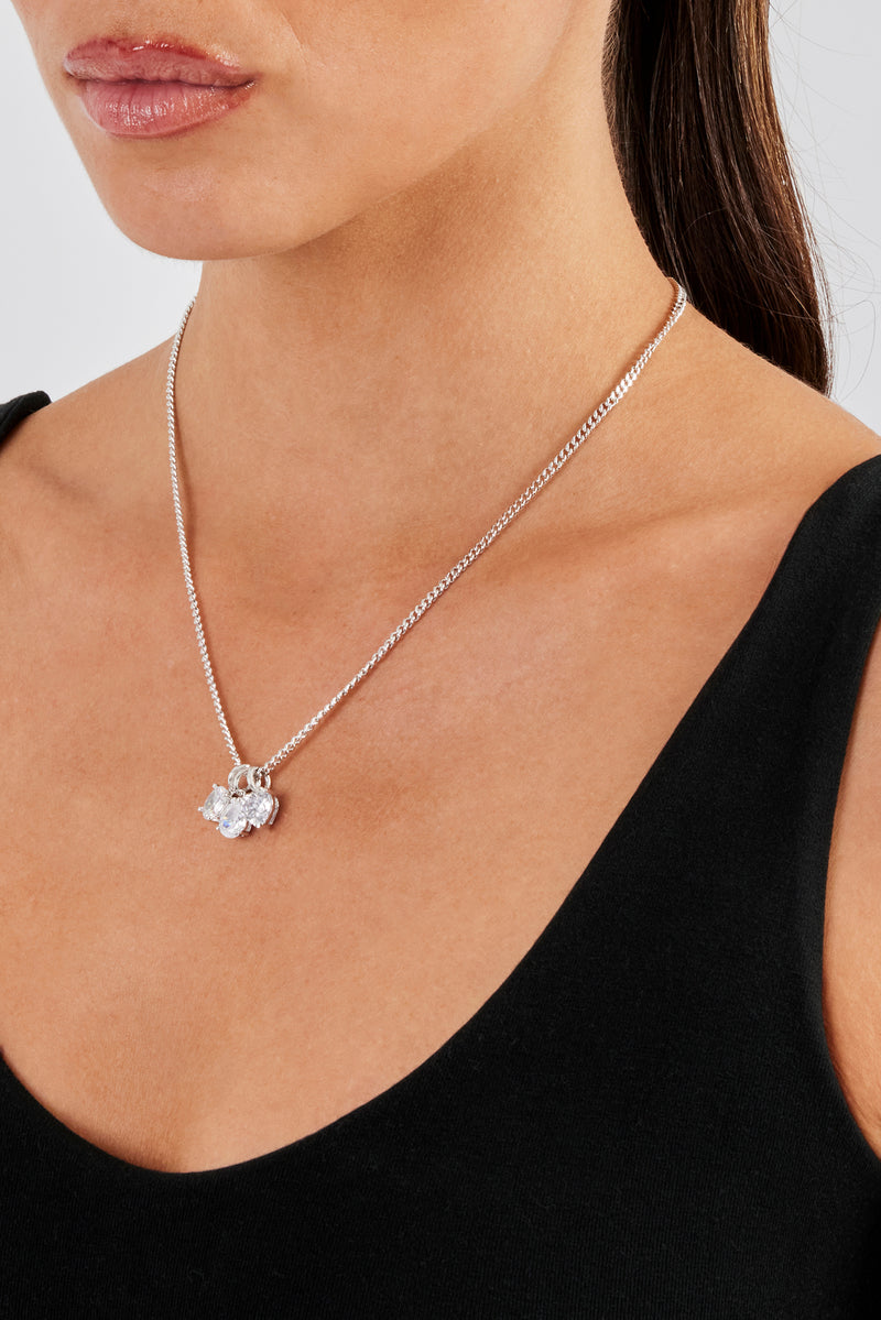 Iced Clear Layered Gemstone Necklace - 10mm