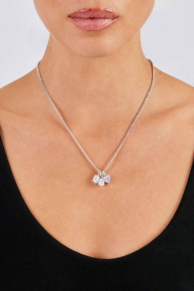 Iced Clear Layered Gemstone Necklace - 10mm