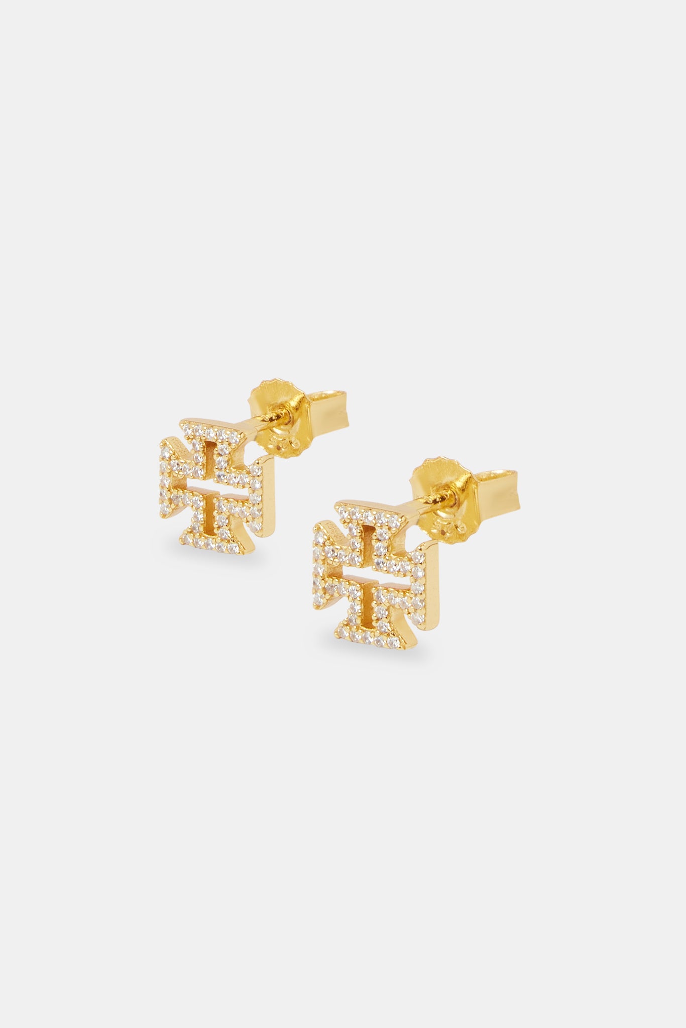 Ohrstecker mit Eiskreuz-Motiv – 8 mm – Gold