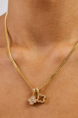 Iced Double Enamel & Iced Motif Necklace - 10mm