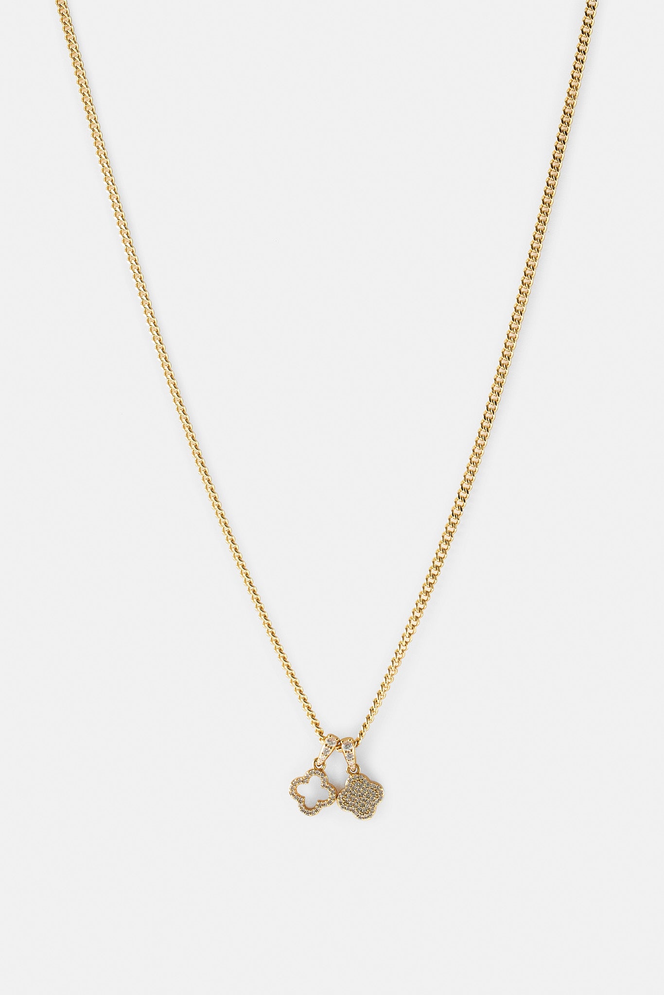 Iced Double Motif Cuban Necklace - 10mm - Gold