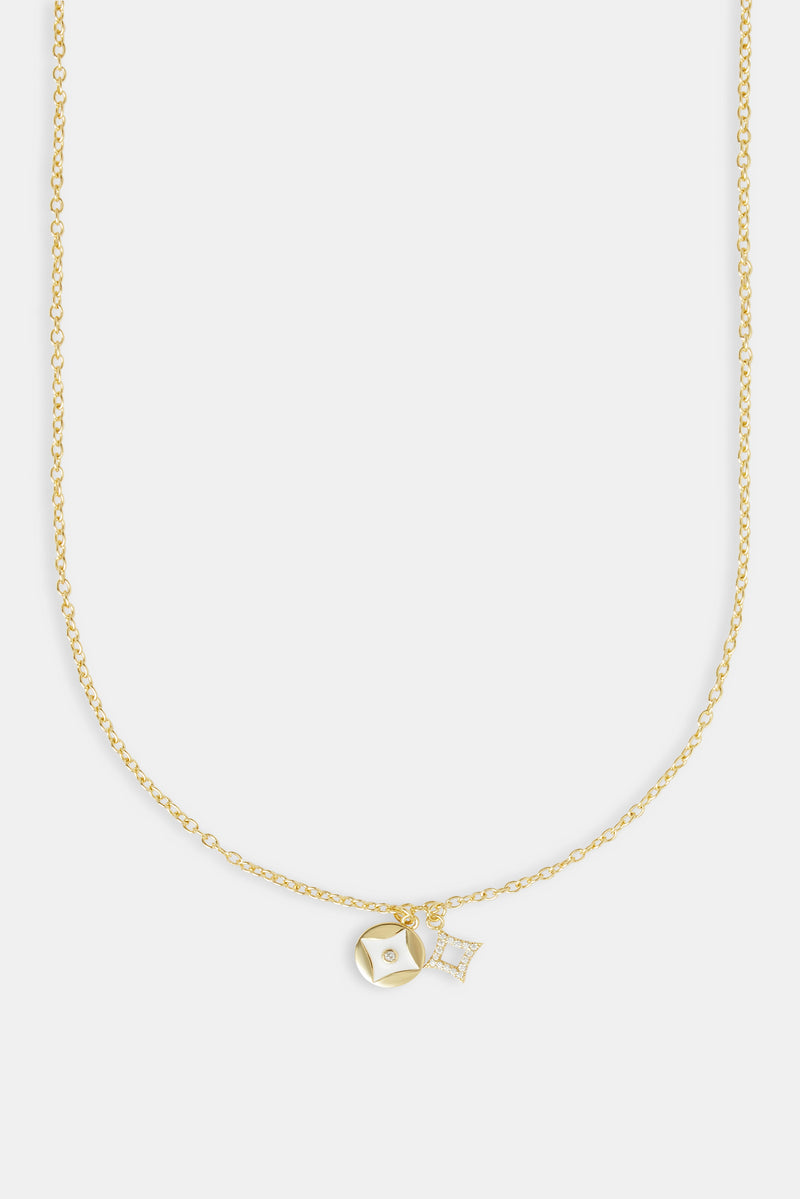 Charm-Halskette mit vereistem Doppelsternmotiv – 10 mm