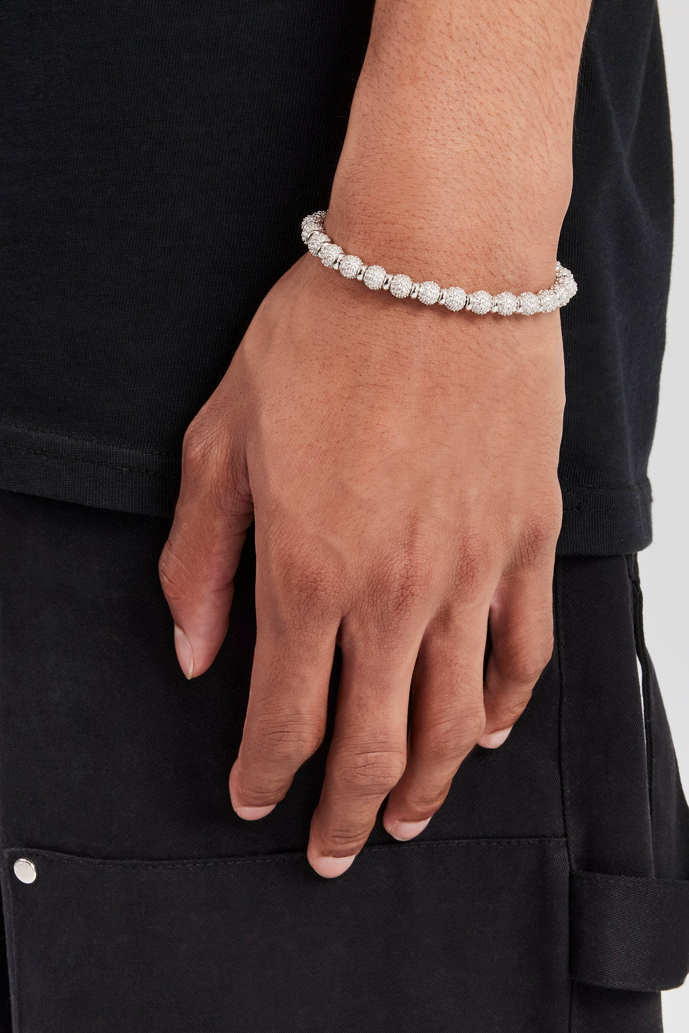 Iced & Polished Bead Bracelet - 5mm