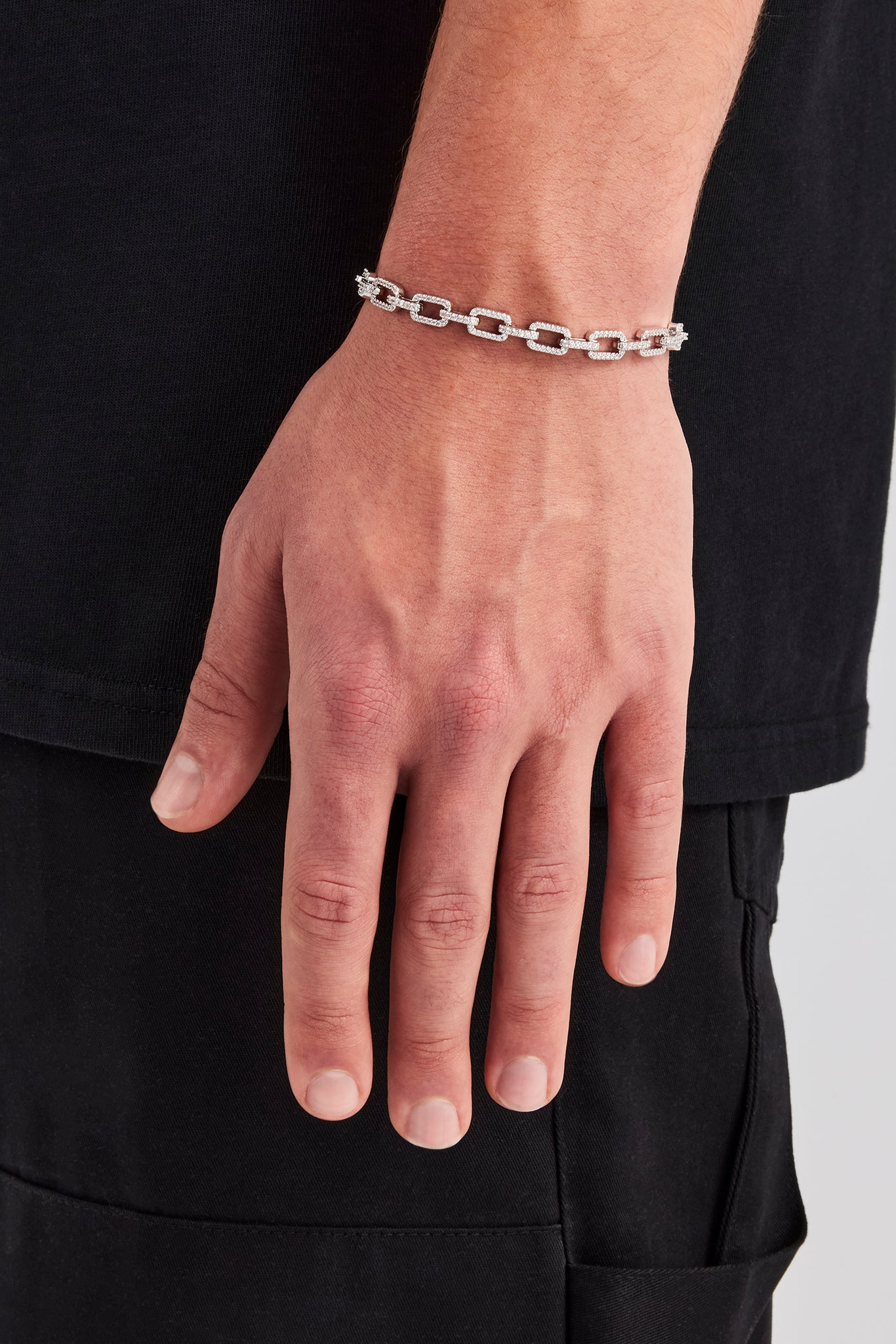 Iced Pave Rechteckiges Gliederarmband – 6 mm