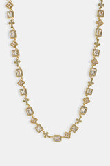 Clear Motif & Cross Gemstone Chain - 8mm - Gold