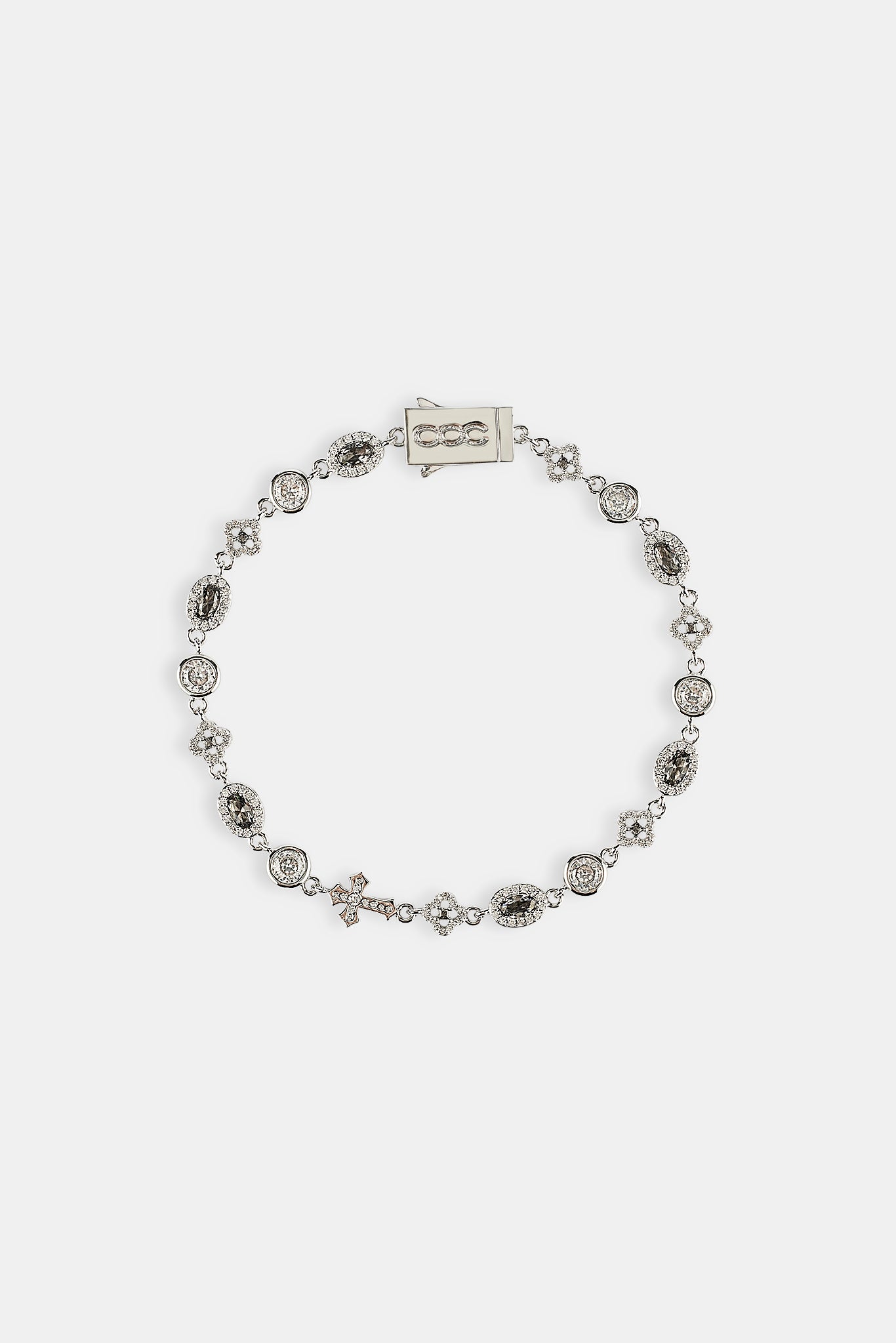 Armband mit Eiskreuz und Motiv aus mehreren Edelsteinen – 6 mm