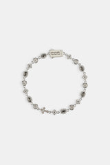 Iced Cross & Motif Multi Gemstone Bracelet - 6mm