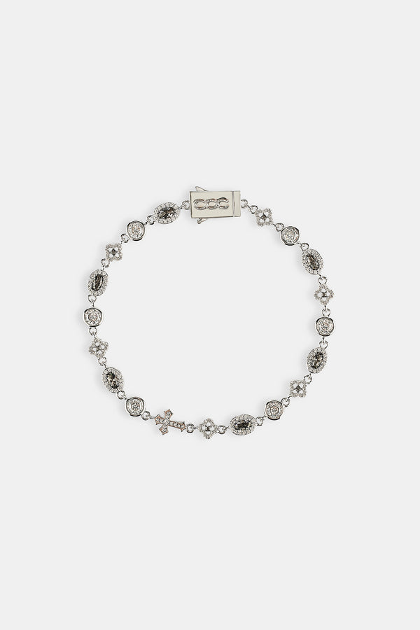 Armband mit Eiskreuz und Motiv aus mehreren Edelsteinen – 6 mm