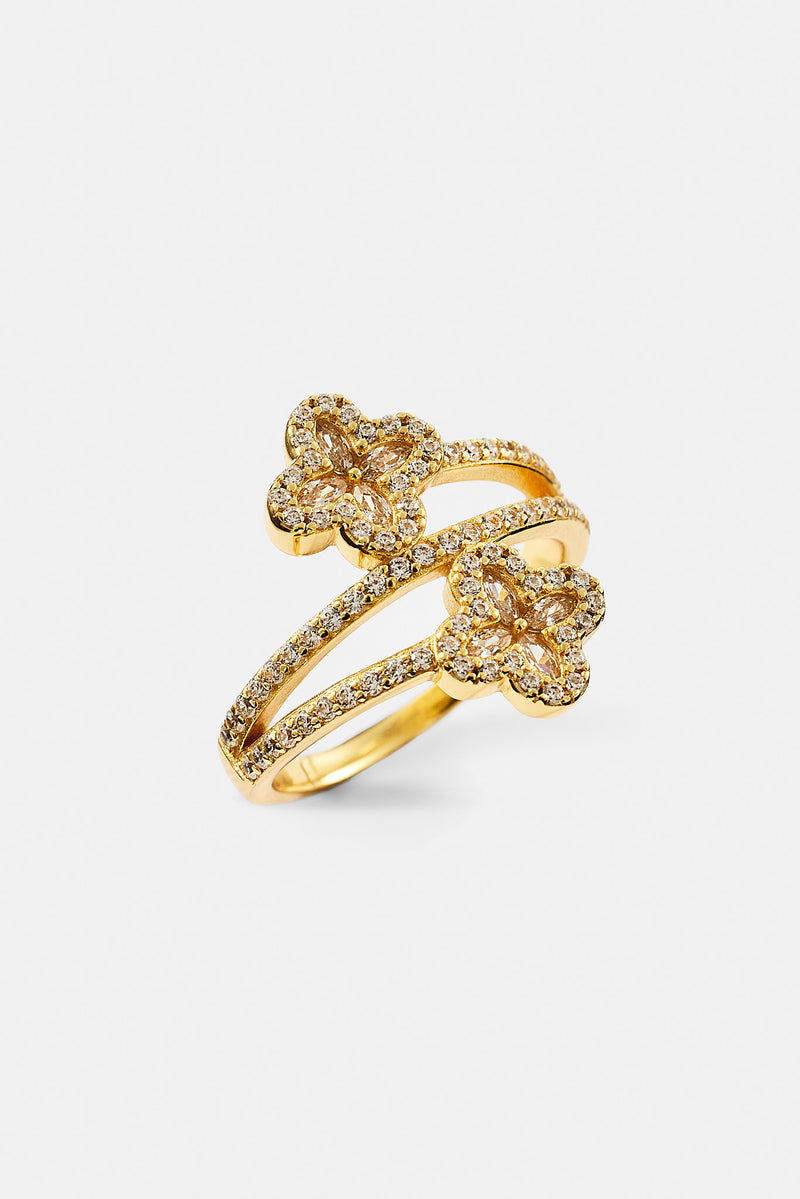 15mm Motif CZ Twist Ring - Gold