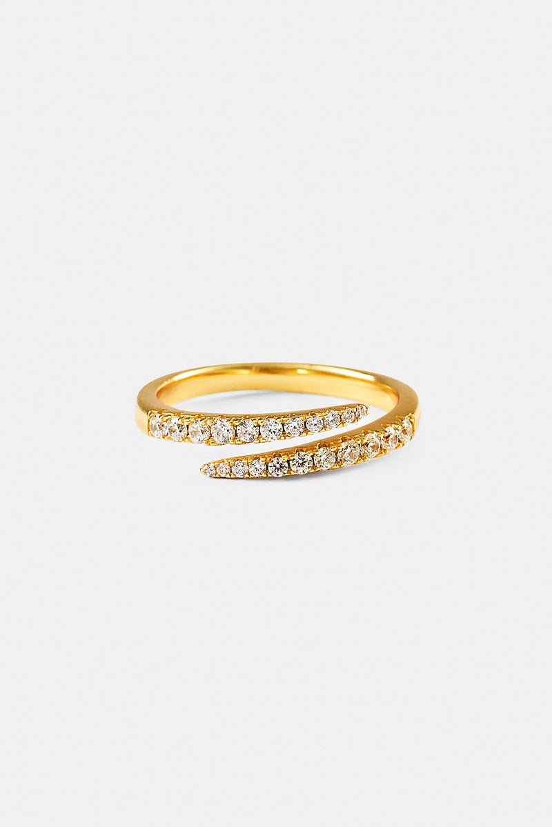 Iced CZ Wrap Ring - 7mm - Gold