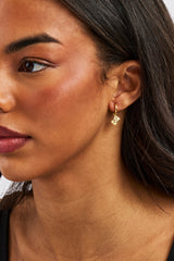 Pink Enamel Envelope Drop Hoop Earrings - 8mm - Gold