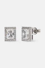 Ohrstecker "Iced Baguette Cluster" – 10 mm – Weiß
