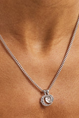 Iced Celestial Double Motif Pendant Necklace - 10mm - White