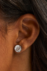 CZ Celestial Moon Stud Earrings - 10mm - White