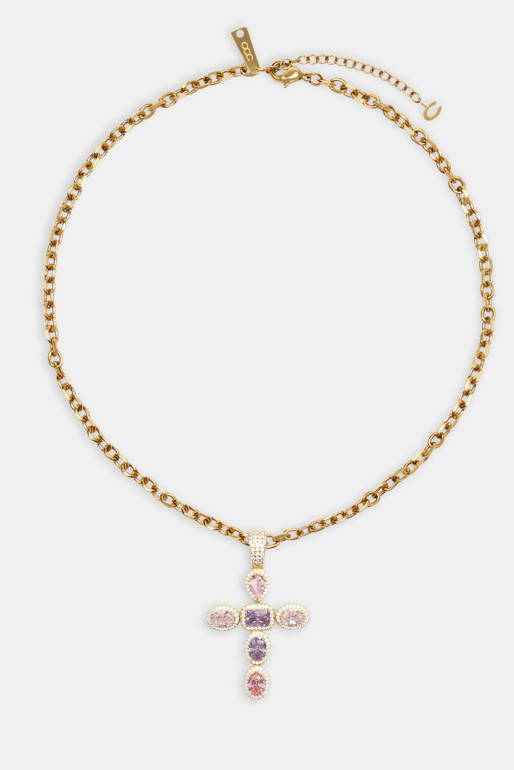 Iced Pink Cross Necklace - Gold | Womens Necklaces | Shop Pendant/Motif ...