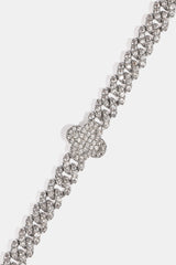 Iced Motif Cuban Link Bracelet - 5mm - White
