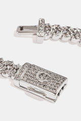 Iced Motif Cuban Link Bracelet - 5mm - White