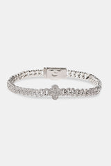 Iced Motif Cuban Link Bracelet - 5mm - White
